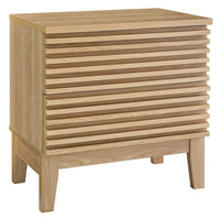 Modway Render Two-Drawer Nightstand - Oak-Mid-Century Bedside Table