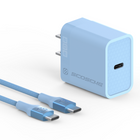 Scosche PowerVolt 20W Power Delivery USB-C Fast Charger & 6' USB-C Braided Cable - Blue-20W USB-C Power Delivery charger offers fast charging