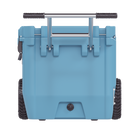 RovR RollR 60 Quart Wheeled Hard Cooler with Tow Handle - South Pacific-Dual MotoGrip Handle makes for easy towing, increased leverage, and it’s offset designs keeps your heels safe from knocks