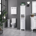 Kleankin Tall Bathroom Storage Cabinet with Shelves - White-A shelf in the bottom cabinet that is adjustable gives you flexibility in personalizing the storage compartments
