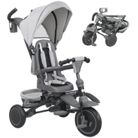 Qaba 6 in 1 Foldable Toddler Tricycle with Adjustable Push Handle, Removable Canopy - Grey-6-in-1 design adapts as your child grows from 12 to 60 months