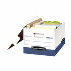 Bankers Box R-Kive Heavy-Duty Letter/Legal Storage Box - White/Blue - 12 Pack-Heavy-duty, triple end, double side, double bottom construction stacks up stronger and withstands frequent handling
