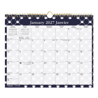 Blueline 2027 Colourful Monthly Wall Calendar with Gold Twin-Wire Binding - 15" x 12" - Nautical - Bilingual-12 Months, January to December