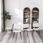 Homy Casa Modern Upholstered Dining Chair - Ivory Beige Fabric  with Black Metal Legs - 4 Pack-Spacious Seat: The seat measures 17.7" in depth and 16.5" in width, offering ample space.