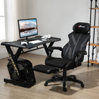 Vinsetto Reclining Gaming Office Chair with Footrest - Black-Adjustable seat and headrest height for a great fit