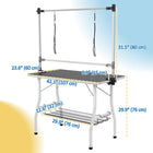 PawHut Dog Grooming Table with Adjustable Arms - Black-Waterproof, non-slip rubber tabletop ensures safe grooming