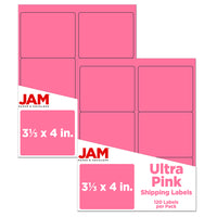 JAM Paper Mailing Address Labels - 3 1/3 x 4 - Ultra Pink - 2 sets of 120-9.6 ounce