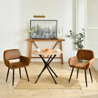 Homy Casa Modern Upholstered Brown Suede Dining Chair - Black Legs with Gold Accents - 2 Pack-Ergonomic Design: Curved backrest and padded seat for optimal comfort during meals.