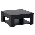 HOMCOM 2 Tier Modern Coffee Table with Shelf - Black-Modern country look in rectangle shape with minimal lines and natural wood grain