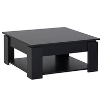 HOMCOM 2 Tier Modern Coffee Table with Shelf - Black-Modern country look in rectangle shape with minimal lines and natural wood grain
