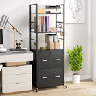 Vinsetto Vertical Filing Cabinet with Wheels - Black-Eight S shaped hooks for flexible hanging small items