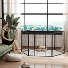 PawHut 6-Panel Heavy Duty Dog Playpen with Door for Medium Dogs - 31.5" L-Made of steel tube and steel wires for stability