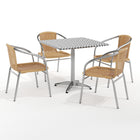 Flash Furniture 31.5'' Square Aluminum Indoor-Outdoor Table with 4 Beige Rattan Chairs (TLH-ALUM-32SQ-020BGECHR4-GG)-Aluminum, Plastic, Rattan, Stainless Steel