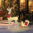 Outsunny Light Up Reindeer Christmas Decoration with 170 LED Lights - White-170 warm white LED lights to create a vibrant effect and enhance its visibility at night 