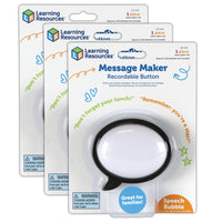Learning Resources-3 Message Recorder - Speech Bubble - Pack of 3-Audio Affirmations: Let your kids know you're thinking about them when you record a daily joke, send them off with a sweet affirmation, or share an important reminder with this social-emotional learning toy!