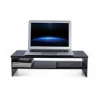 ShoppingAll 2-Tiers Wooden Monitor Stand Riser with Storage Organizer - Black-Integrated Organization: Stay tidy and efficient! Our design includes provisions for cable management and additional compartments to stow away your essentials, making cluttered desks a thing of the past.