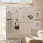 HOMCOM 4-Panel Freestanding Room Divider with Pegboard Panel for Indoor Bedroom - White-Folding design for easy to create a new look and space-saving to store 
