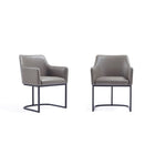 Manhattan Comfort Serena 23.03" Modern Leatherette Upholstered Dining Armchair - Grey - Set of 2-Modern Dining Armchair for Dining Room and Task Use. Set of 2