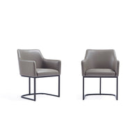 Manhattan Comfort Serena 23.03" Modern Leatherette Upholstered Dining Armchair - Grey - Set of 2-Modern Dining Armchair for Dining Room and Task Use. Set of 2