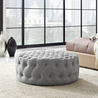 Modway Amour Upholstered Fabric Ottoman - Light Grey-Surround Tufted Button Display