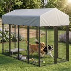 PawHut Dog Kennel House - Metal - Playpen Patio Shelter with Roof-PE-coated cover offers waterproof and UV-resistant benefits
