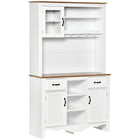 HOMCOM 71" H Kitchen Buffet Hutch Cabinet with Utility Drawer and 3 Door Units - White-Use it together as a dining hutch or separate the 2 parts as a sideboard and a buffet 
