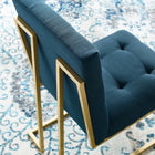 Modway Privy Gold Stainless Steel Upholstered Fabric Dining Accent Chair - Gold/Azure-Soft Polyester Fabric Upholstery