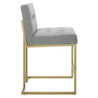 Modway Privy Gold Stainless Steel Upholstered Fabric Counter Stool - Gold/Light Grey-Non-Marking Foot Caps