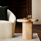 Modway Elowen Indoor/Outdoor Patio Textured Faux Travertine Side Table - Travertine-Non-Marking Levelers