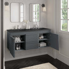 Modway Render 48" Wall-Mount Bathroom Vanity - Grey/Black-Full-Extension Drawers