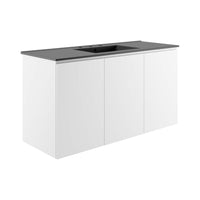 Modway Bryn 48" Wall-Mount Bathroom Vanity - White/Black-Modern Bathroom Vanity