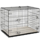 PawHut 30" L Folding Metal Dog Kennel with 2 Doors, Tray and Cushion - Black-Front and side doors for easy access, with side-bolt latches to keep them securely inside when needed 