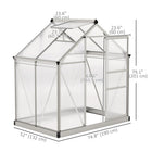 Outsunny Polycarbonate Greenhouse - 6' x 4' x 6.6' - Silver- Convenient single sliding door design for easy access
 