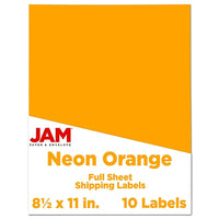 JAM Paper Full Page Labels, 8.5 x 11 Sticker Paper, Neon Orange, 2 Pack (337628613g)-Size: 8.5" x 11"