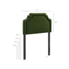 Modway Magnolia Stain-Resistant Performance Velvet Twin Size Headboard - Moss Green/Dark Green-Padded Twin Size Headboard