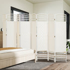 HOMCOM 8 Panel Wave Fiber Freestanding Room Divider for Home Office - White-The solid wood frame ensures durability
