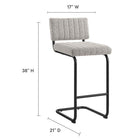 Modway Parity Boucle Counter Stools - Black Taupe - Set of 2-Boucle Fabric Upholstery