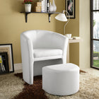 Modway Divulge Armchair and Ottoman - White-Foam padded faux leather