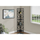 Monarch Specialties 3610 62"H Bookcase - Black/Black Metal Corner Etagere-4 fixed shelves