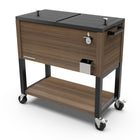 Permasteel 80 qt Wood Grain Rolling Patio Cooler with Divider - Brown-Spacious 80 quart capacity provides generous storage for up to 110 12oz cans, plus ice