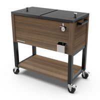 Permasteel 80 qt Wood Grain Rolling Patio Cooler with Divider - Brown-Spacious 80 quart capacity provides generous storage for up to 110 12oz cans, plus ice