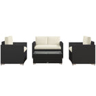 Outsunny 4-Piece Patio Furniture Set - Cream/Black-Modern 4-piece detachable outdoor furniture set offers stylish and comfortable lounging at its great