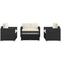 Outsunny 4-Piece Patio Furniture Set - Cream/Black-Modern 4-piece detachable outdoor furniture set offers stylish and comfortable lounging at its great