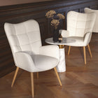 FurnitureR Accent Chair - Ivory Beige Fabric-Can be paired with a side or accent table easily
