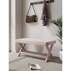 Manhattan Comfort Abigail 42.12" Mid-Century Modern Velvet Upholstered Ottoman Bench - Pink-Solid Wood Frame for Durability and Functionality