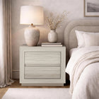 Manhattan Comfort Soren 26" Contemporary 2-Drawer Nightstand - Whitewashed Oak-Modern nightstand featuring a clean, handle-less drawers for a sleek, minimalist aesthetic