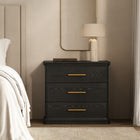 Manhattan Comfort Clifford Traditional 3-Drawer Nightstand - Black-Smooth-Glide Drawer: Features easy-glide, non-ball-bearing tracks for everyday convenience