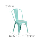 Flash Furniture Mint Green Metal Indoor-Outdoor Stackable Chair-Stacks up to 8 Chairs High