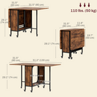 HOMCOM 51" Mobile Wheel Drop Leaf Folding Dining Table with Storage Shelf for 6 - Rustic Brown-Particleboard frame with a country-style black metal finish