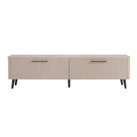 Manhattan Comfort Jodie 68.9" Mid-Century Modern TV Stand - Whitewashed Oak-Mid-Century Modern TV Stand for Living Room Use